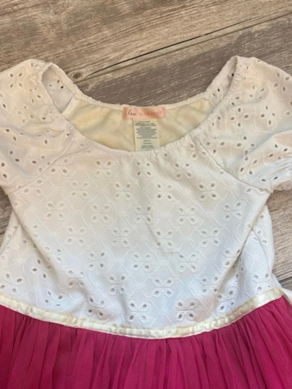White Eyelet Top & Fuchsia Tulle Skirt Girls Dress